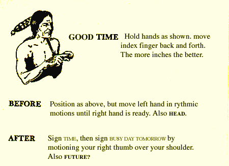 From <i>Sybian Sign Language</i>, written by Jack, illustrated by Joe, published by yo' Mama, today.